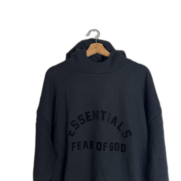 Fear Of God Essentials Hoodie Mens Small Black Fleece Pullover Sweatshirt Logo - Picture 5 of 15